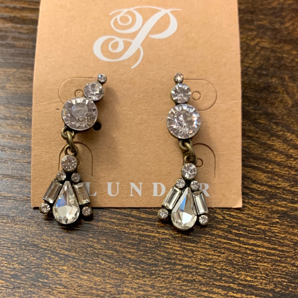 Plunder Clear Crystal Teardrop Dangle Earrings